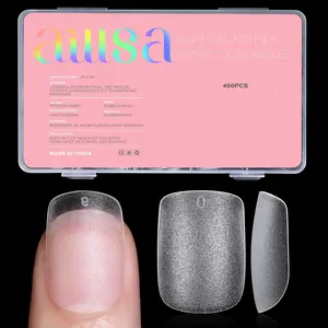 AILLSA Extra Short Square Nail Tips 450PCS Full cover Clear Nail Tips Matte No Need Files Upgraded Press on False Nail Tips for Nail Extension Fake Nail Tips Manicure 15 Sizes