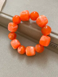 Trendy Chunky Acrylic Bubble Bead Bracelet for Women, Irregular Resin Ball Stretchable Fit Bracelet, Bold Colorful Vintage Style, Statement Wrist Jewelry, Y2K Aesthetic, Daily Outfit Matching, Vacation Party Gift, Chunky Acrylic Beads