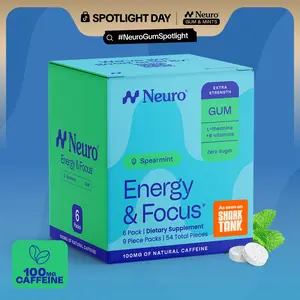 Neuro Extra Strength Energy Caffeine Gum/Mints for Energy & Focus - Sugar-Free with L-theanine, Caffeine, Vitamin B12 & Vitamin B6 - Spearmint Flavor