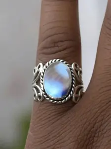 1 PC Retro Style Faux Moonstone Ring For Women For Valentine's Day Gift Wedding Engagement Anniversary Party Jewelry