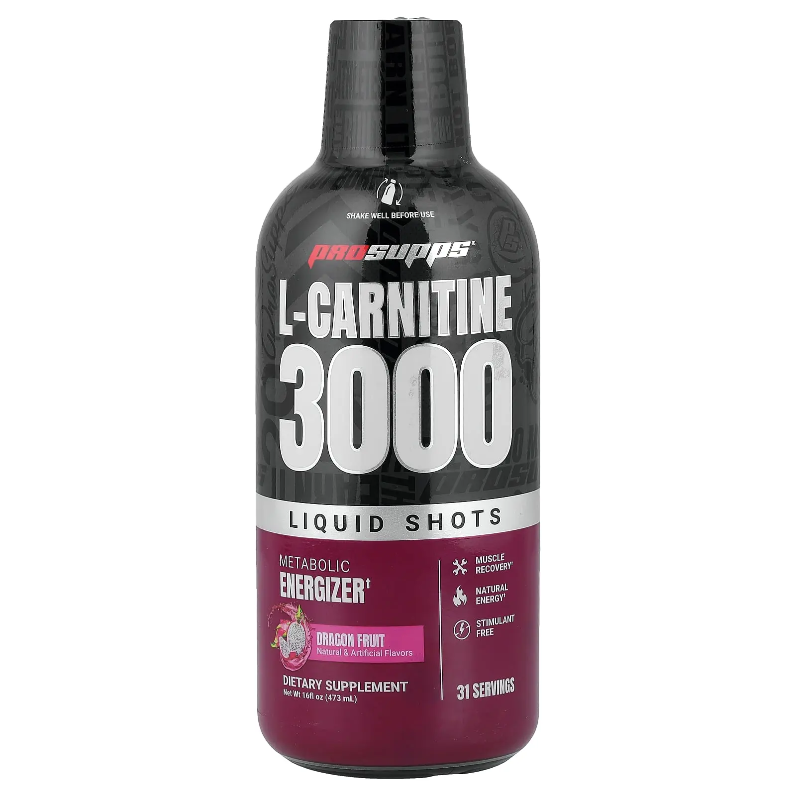 ProSupps L-Carnitine 3000, Liquid Shots, Dragon Fruit, 16 fl oz (473 ml)