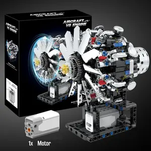 Airplane Engine Toy Building Kit, Motorized Mechanical Aviation Model, Assembly Set, Ideal for Boys, Halloween, Christmas, Birthday Gifts