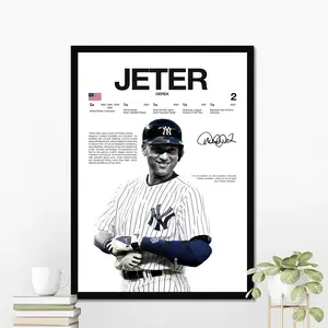 Derek Jeter New York Baseball Poster | Hardline Series Wall Art | Aesthetic Game Day Decor | Sports Fan Gift