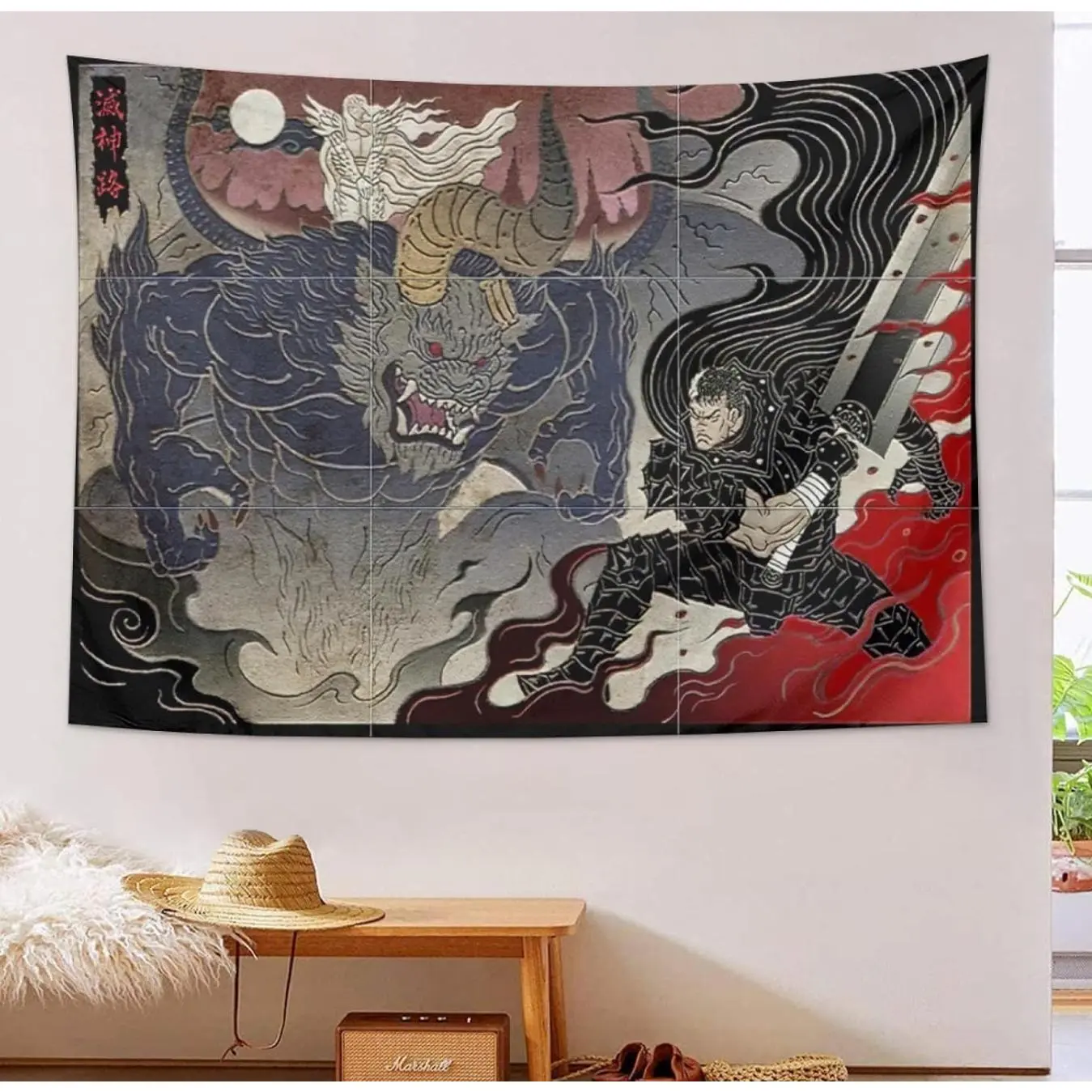 Anime Berserk Guts and Griffith Ukiyo-e Style Tapestry Boy Room Wall Art Decor Birthday Gift