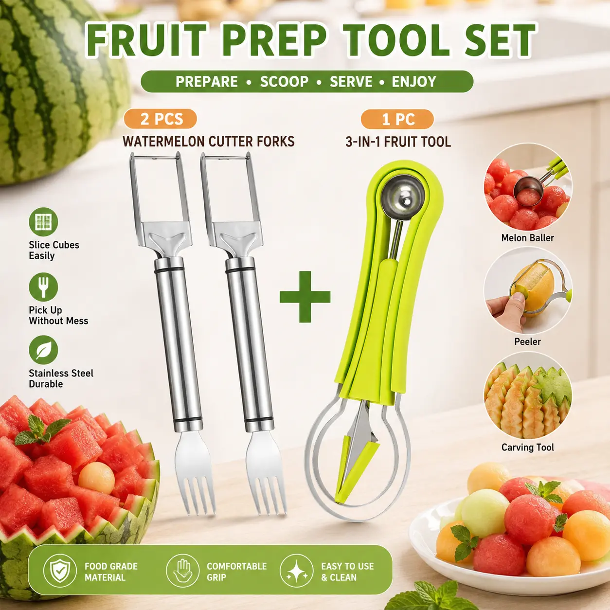 2pcs+green (fruit prep tool)