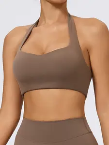 Women's Halter Sports Bra, Backless with Padding, Adjustable Straps, High Stretch, Ideal for Yoga & Outdoor Activities, All Seasons Wear