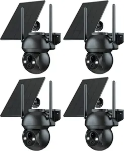 [4K Live View] 4-Pack 4G LTE Solar/Battery Outdoor Security Camera | No WiFi Needed, Built-in SIM Card | 300M Free Data + Unlimited Plan (Subscription Required) | 360° Wireless Panoramic Motion Detection for Home Outdoor Surveillance