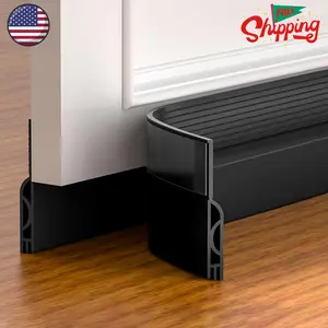 Door Draft Stopper,Adjustable Door Sweep for Bottom of Door (Black, 39inch)