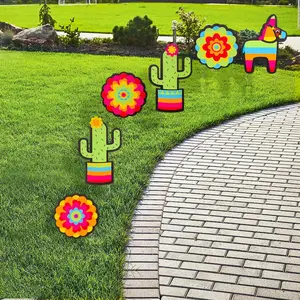 8" - 12" Bright Fiesta Yard Signs - 6 Pc.