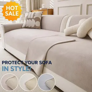 Solid color minimalist Sofa Cover, Pet-Friendly Couch Protector, Machine Washable Furniture Seat Pad, Non-Slip Backing, Multi-Color Available, Soft Modern Sofa Cover for Sectional, Loveseat & 3-Seater Sofa, Washable Sofa Slipcover, Couch Covers