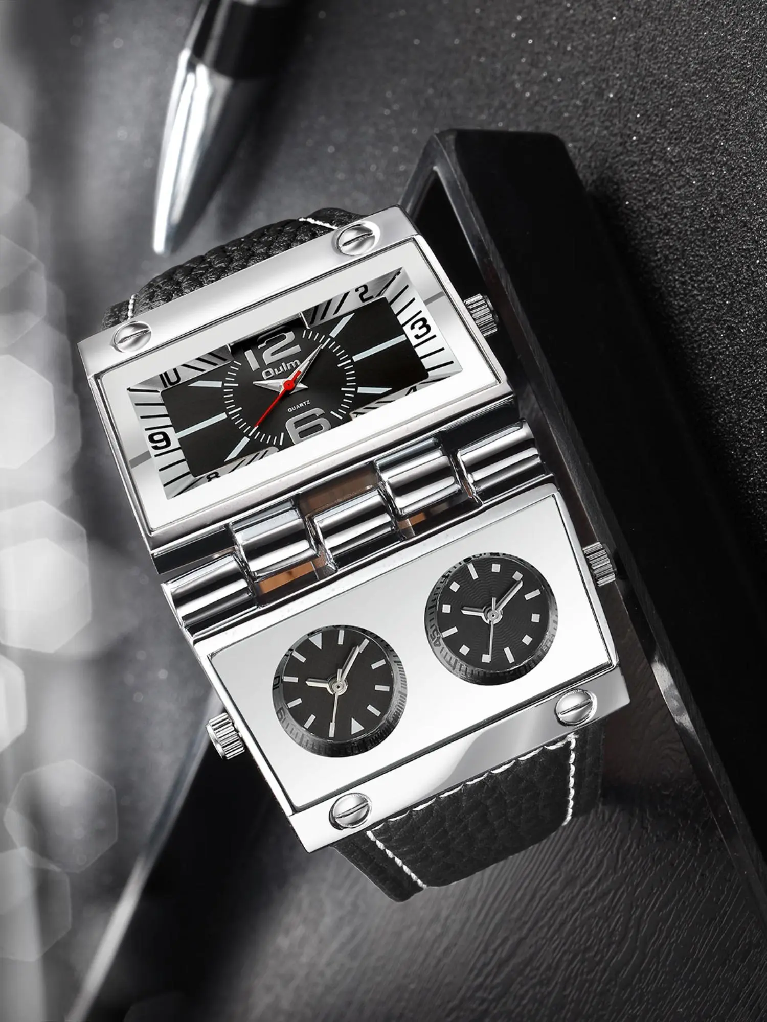 Men's Street Style Rectangle Dial Quartz Watch, Fashionable Stylish Watch, Fashion Watch for Party, Daily Clothing Decor, Trendy All-match Watch for Birthday Gift with Box
