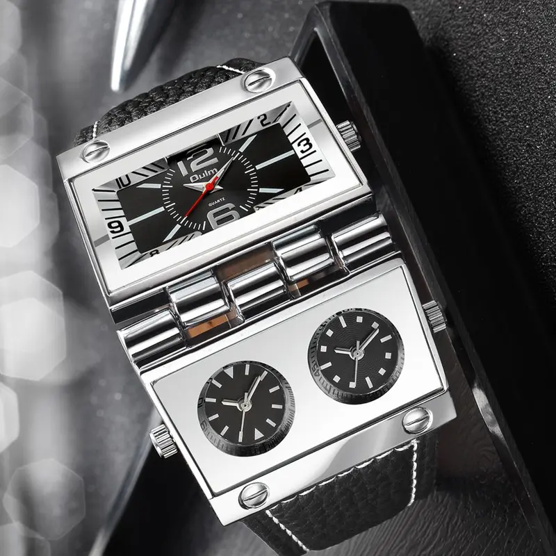 Men's Street Style Rectangle Dial Quartz Watch, Fashionable Stylish Watch, Fashionable Analog Watch, Fashion Watch for Party, Daily Clothing Decor, Trendy All-match Watch for Birthday Gift with Box