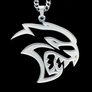 Etched Hellcat Necklace SRT - 1.5" Mirror Polished Stainless Steel Pendant with Laser Etched Satin Finish & Raised Borders Choice of Chain Free Gift Included