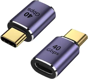 2 Pack USB C Male to Female Adapter, USB Type C Adapter Extender Support 100W, 40Gbps, 8K@60Hz for Thunderbolt 4/3, MacBook Pro/Air, Laptop, Tablet, Phones and More Type C Devices (Purple)