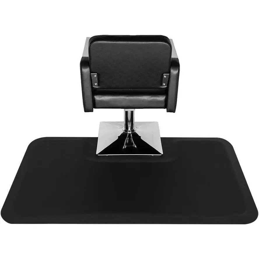 OmySalon Commercial Modern Stable Salon Foam Foot Mat - 0.5in Thick Ergonomic Anti-Fatigue, Cushioned Support & Stress Relief, 3'x5' Barber Matting with Square Cutout for Stylists, Water-Resist Top, Wipes Clean Fast, Stands for Long
