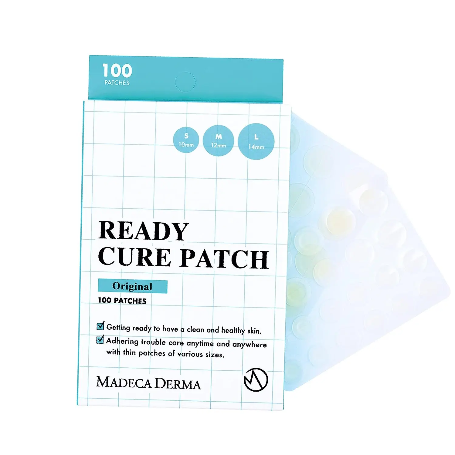 [Madeca Derma] Ready Cure Patch Original 100 Patches (Before Squeezing Acne) – Hydrocolloid Acne Patches, Pimples & Blemishes, Korean Pharmaceutical Skincare Skin Repair