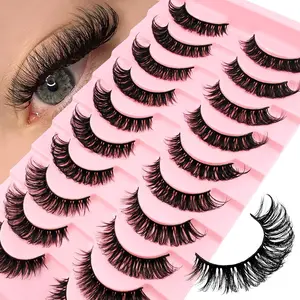 10 Pairs D Curl False Eyelashes Cat Eye Look Makeup Natural Fake Lashes, Solid Form, No Ca Prop 65 Warning, Perfect for Everyday Use, Daily