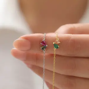 Mother and Daughter Bracelet, Gold Birthstone Bracelet, Teardrop Birthstone Bracelets, Family Birthstone Necklace, Birthstone Bracelet for Women