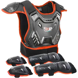 Motorcycle Armor Protective Vest Suit for Child Teen Kids Dirt Bike Gear Riding Protection with Arm Knee Pads Sets for MTB ATV Off-Road Riding