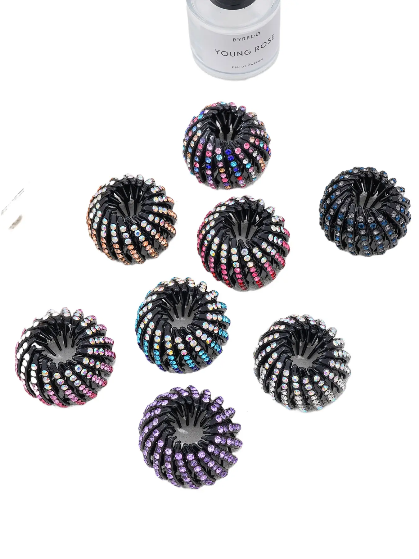 8-piece rhinestone bird's nest-shaped hairpin set, ladies' autumn and winter casual fashion accessories, retractable ponytail holder, bird's nest hairpin, hair tail clip, hair bun maker accessories, Updo, Hair Clips For Styling, Hair Decor