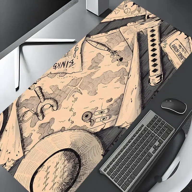 Anime Pirate Journey Map Pattern Mouse Pad, Rectangle Gaming Mouse Pad, Non-slip Mousepad, Office Desk Keyboard Mouse Mat for Home Office Game Room Desk, Aesthetic Desk Accessories, Corporate Work Desk Accessories