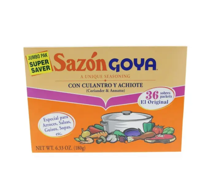 Goya Sazon Goya with Coriander and Annatto 6.33 Oz Jumbo Pack Super Saver 36 Packets El Original Unique Seasoning Flavor Sauce Dip Cooking Seasoning