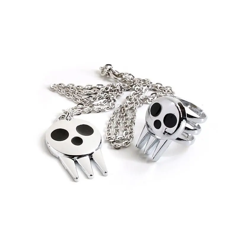 Anime Jewelry Set, Gothic Character Shaped Chain Necklace with Ring & Keychain for Halloween Aesthetic Costume Parties, Chain Jewelry Necklaces, Costume Jewelry