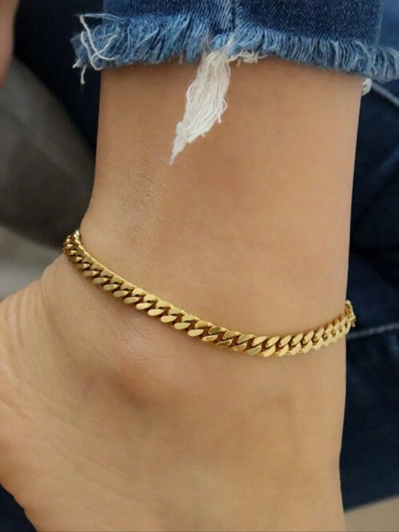 Minimalist Punk Style Chain Anklet, Vintage Thick Unique Chain Link Design, Beach Vacation Daily Accessory, Perfect Holiday Gift Choice, Boho Anklet