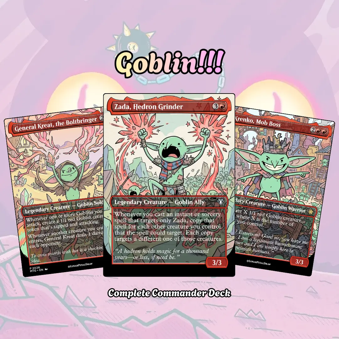 Proxy 100+ Commander Deck – Goblin Tribal Theme | Aggro Swarm, Token Generation & Burn Strategy | Ready to Play | Perfect Gift for Fantasy Fans