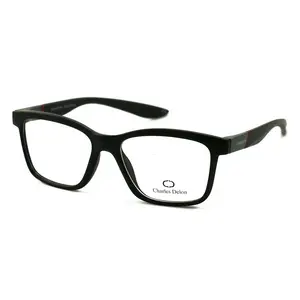 Eyeglasses Men Matte Black/Grey Red Full Rim Rectangle 53 18 145 Charles Delon