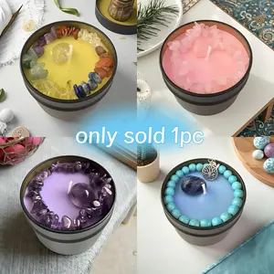 Aromatherapy candles paired with crystal bracelets, crystal stones, lavender/jasmine/rich fragrance, long-lasting burning, soy wax candles, jar wax, fragrance candles, Aromatic Scent, Halloween gifts, suitable for house cleaning, home decoration