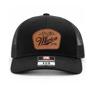 Merica 1776 Eagle Leather Patch Hat, Patriotic USA Pride Graphic Cap, Freedom United States Custom Snapback, Retro Outdoor Country Forest Farm Heritage Statement Gift For Him, Vintage Simple Classic Sun Cap, Casual Daily Wear Headwear