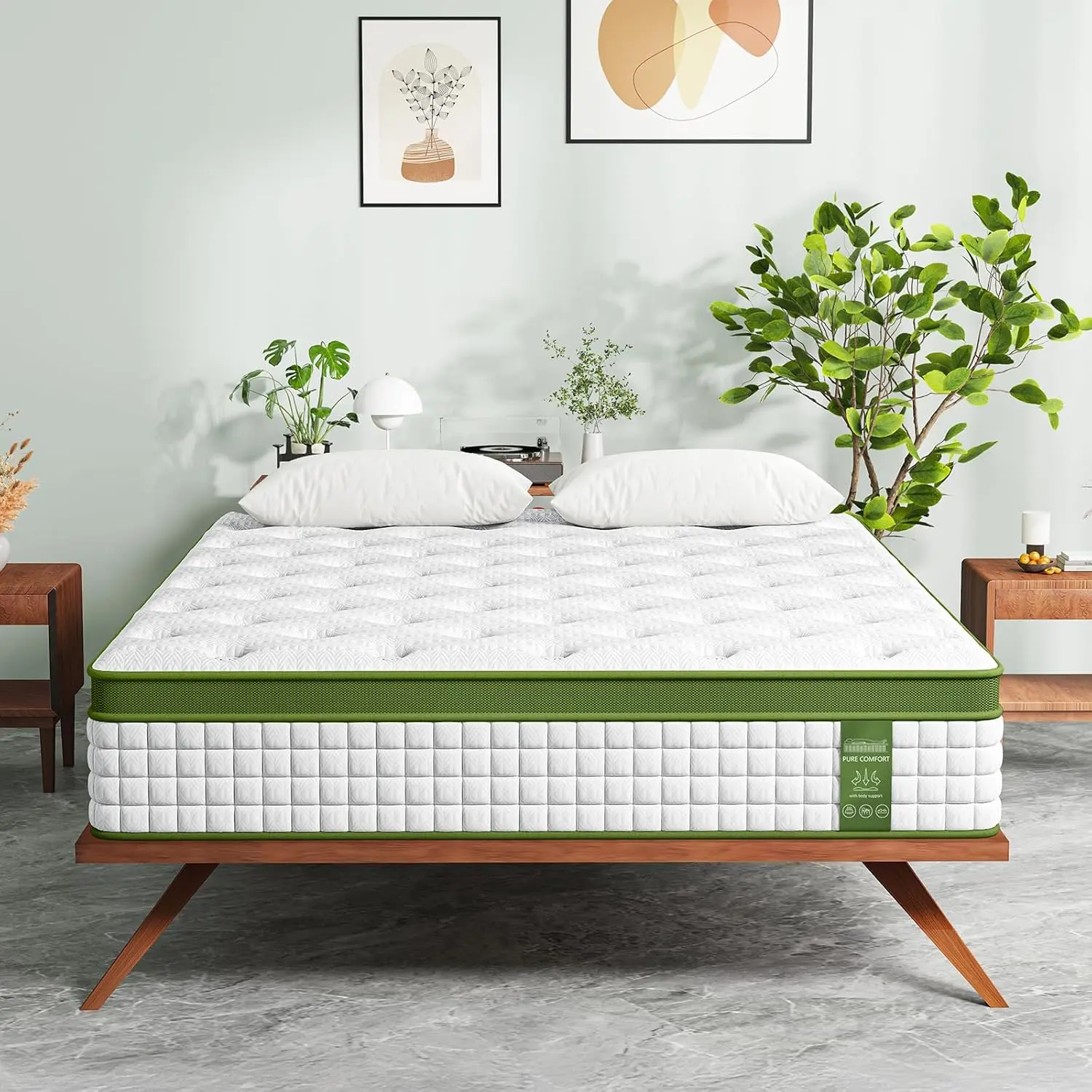 BedStory 12-14 Inch Hybrid Mattress, Full Queen King, Gel Memory Foam, Individual Innerspring for Pressure Relief & Motion Isolation, Fiberglass Free
