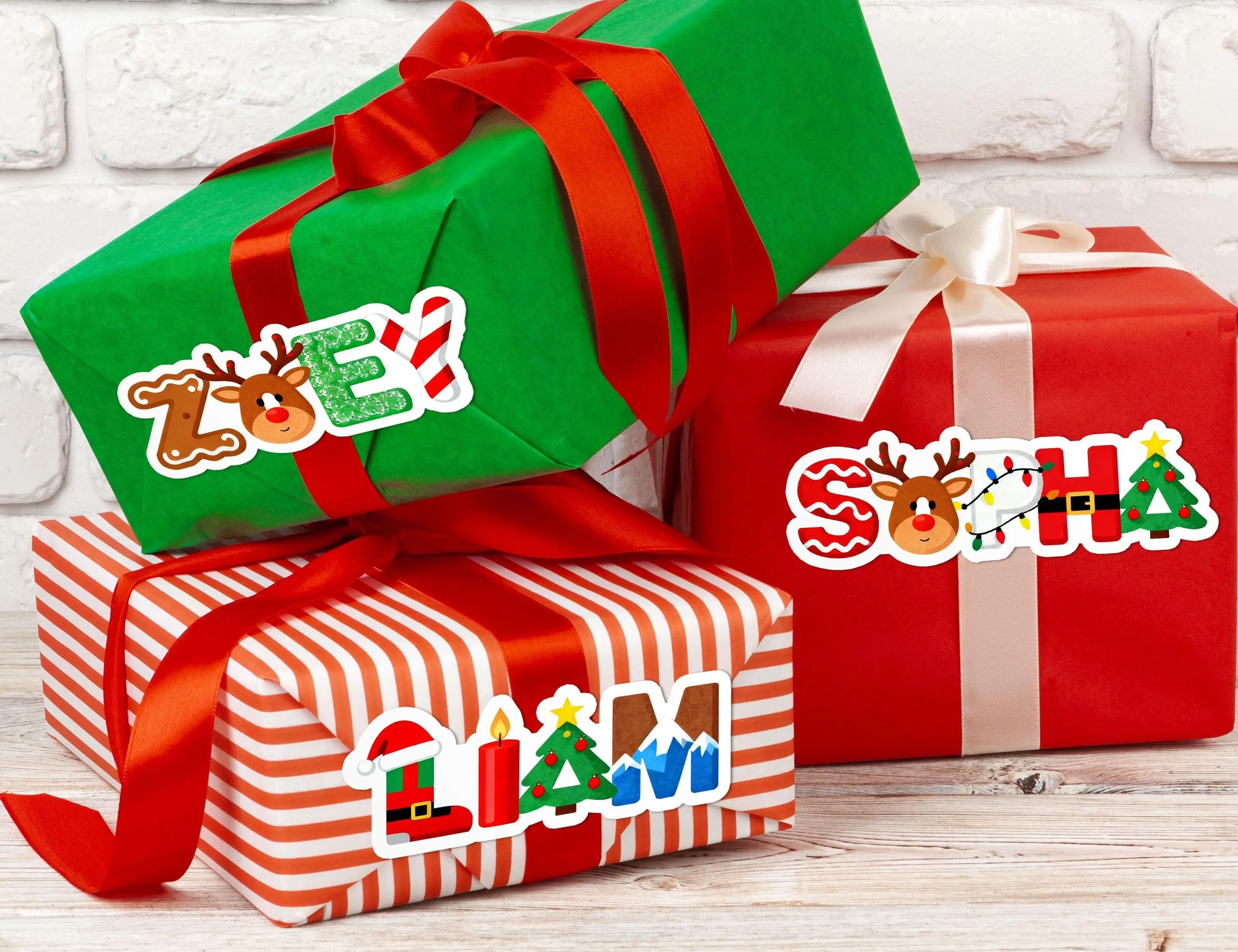 Personalized Christmas Present Stickers, Custom Name Tag Label, Christmas Name Sticker on Present, Xmas Gift Tag -  Novara Studio