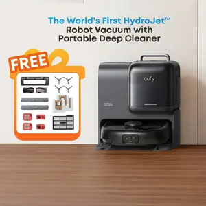eufy E28 Omni Robot Vacuum, Vac-Mop-Combo, HydroJet System,with Portable Deep Cleaner for Carpet,20,000Pa Turbo Suction,Zero-Tangling,Corner to Edge Deep Cleaning,with auto All-in-One Station