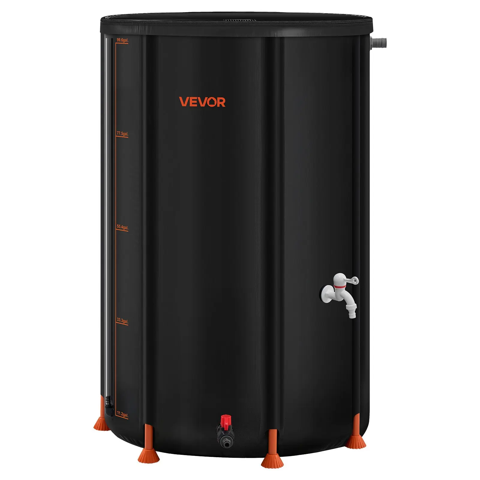 VEVOR Collapsible Rain Barrel for Gardening, 100 Gal All-Seasons Rainwater Collection System with Spigot Kit, 1000D PVC Construction, 25 Garden Tags, -30℃ to +70℃, 30.71 x 27.56 x 40.55 in, 9.24 lbs, Black Portable Rain Barrel
