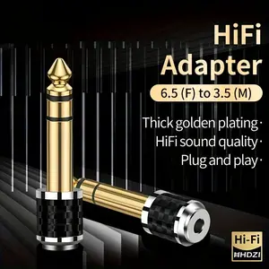 6.5mm Female to 3.5mm Male Audio Adapter, Thick Gold Plated Jack, Plug and Play, Hi-Fi Sound Quality, Reduces Signal Loss, Compatible with Various Devices