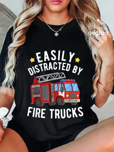 100% Cotton Funny Firefighter Shirt For Men Women Truck Fireman T-Shirt