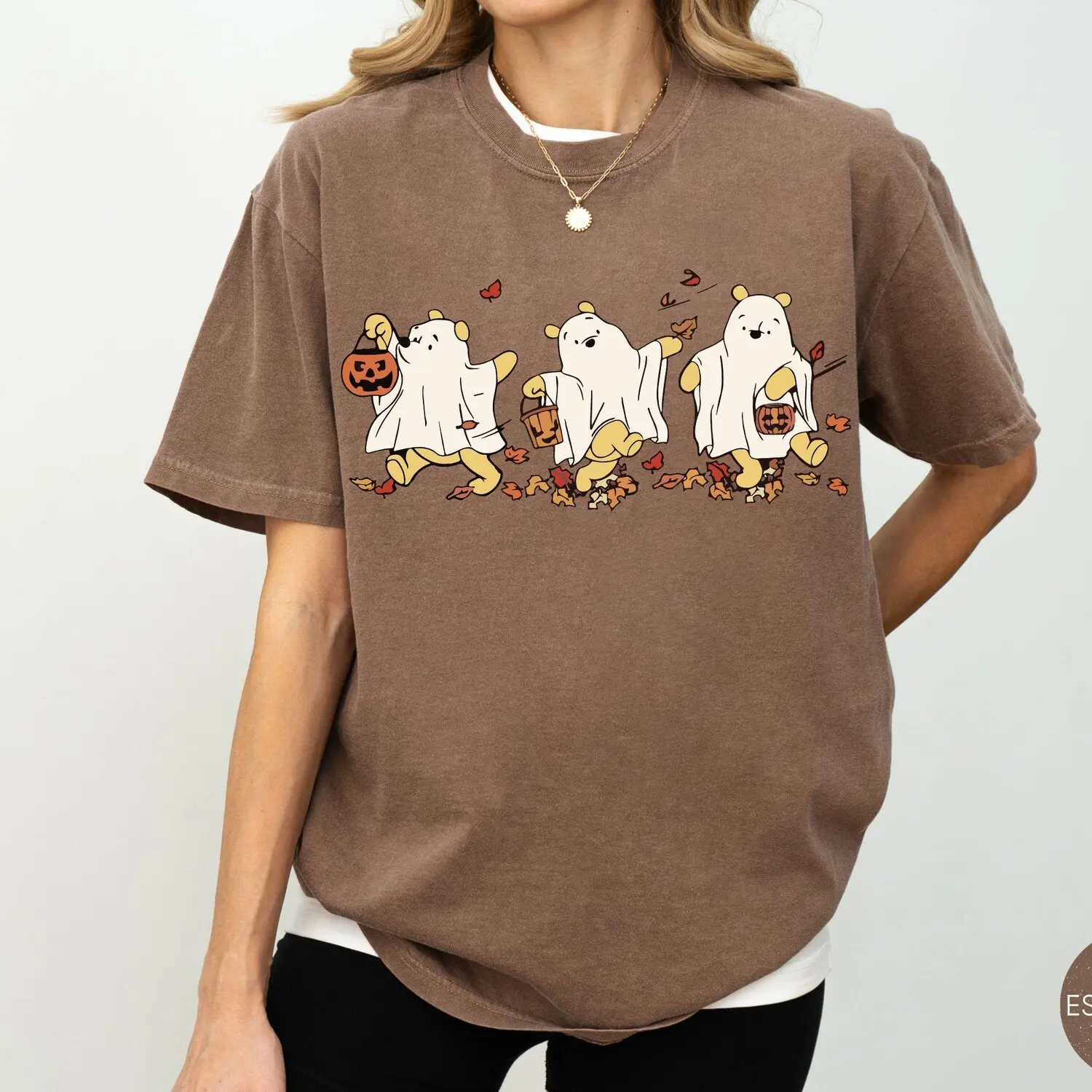 Comfort Colors® Ghost Bear Bear Shirt, Winnie The Bear Halloween Shirt, Magic Kingdom Halloween T-Shirt, Halloween Party Shirt, Bear Pumpkin Tee