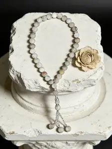 1pcs Moonstone Bead Bracelet, 25cm/9.84inch, Natural Stone Prayer Chain, All Seasons Jewelry, Metal Material, No Choking Hazard