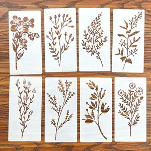 18pcs Wildflower Template Set, Plastic DIY Plant Drawing Stencils, Wall Painting Decor, Hollow Out Spray Art Board, Diy Painting Supplies, Diy Painting Tool, Craft Supplies