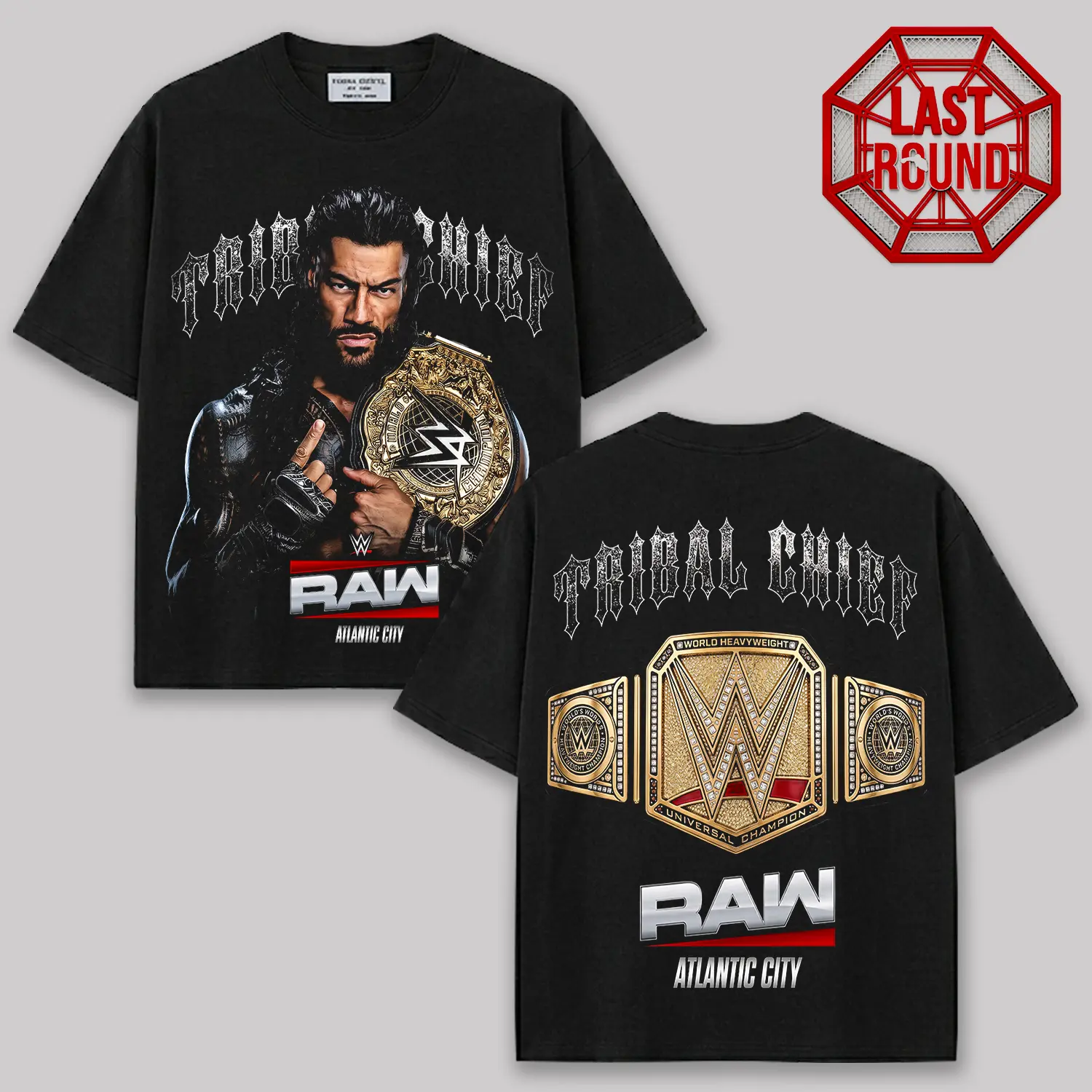 Roman Reigns Tribal Chief WWE RAW Atlantic City Vintage Graphic T-Shirt, Double Sided WWE Champion Shirt, Bloodline Wrestling Tee, WWE Raw Event Graphic Tee, Unisex Heavy Cotton Fan Gift
