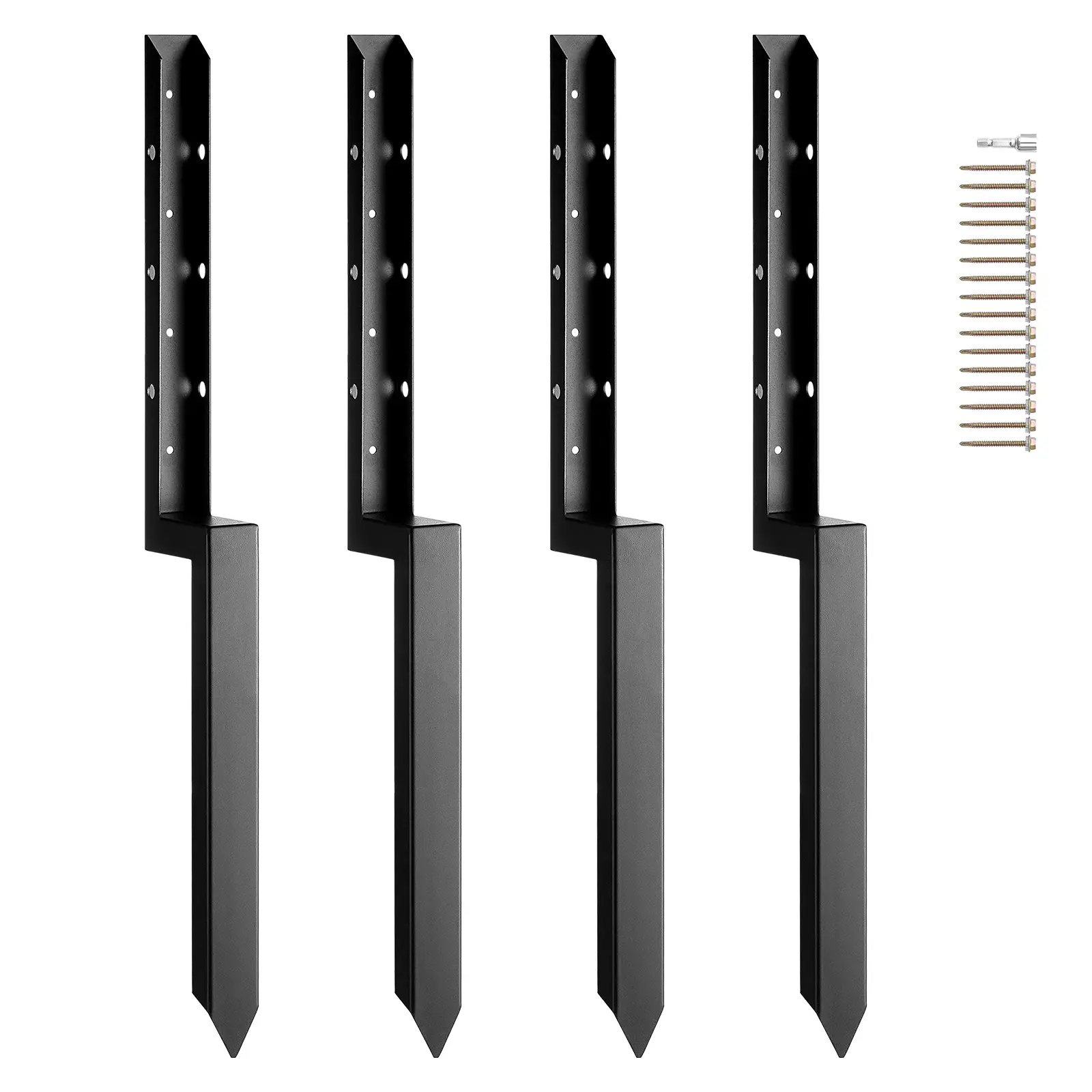 【Summerfinds】VEVOR Fence Post Anchor Repair Kit 4 Pack Inner Diameter 2 x2 Inches Heavy Duty Steel Fence Post Support StakesAnchor Ground Spike for Repair TiltedBroken Wood Fence Post,campingessentials,outdoorfurnitureset,campinggear