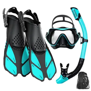 4 in 1 Snorkeling Set, Diving Mask & Snorkel & Fin & Carry Bag, Water Sports Equipment for Swimming & Diving Adventure, Diving Gear