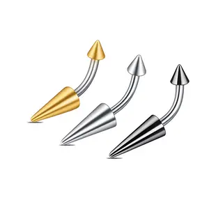 HERVAY 16G/8MM Eyebrow Ring Hypoallergenic Stainless Steel Multi-Piercing Ring - Gold/Silver/Black Spikes Simple Design - Rook/Helix/Daith Compatible - Unisex Eyebrow/Lips/Ear/Nose Body Jewelry