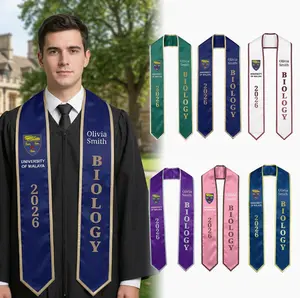 Custom Graduation Basic Stole, Satin Graduation Sash with Name Year Major, Custom Grad Stole Gift Class of 2026