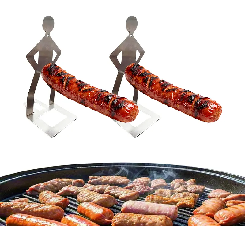 2-Pack Reusable Stainless Steel Funny Shape BBQ Hot Dog Holder Stand - Portable Roaster, 2‑Pack For Parties, Reusable Tool, Reuse for Grilling, Home Barbecue Utensils, Party-Gift Fun