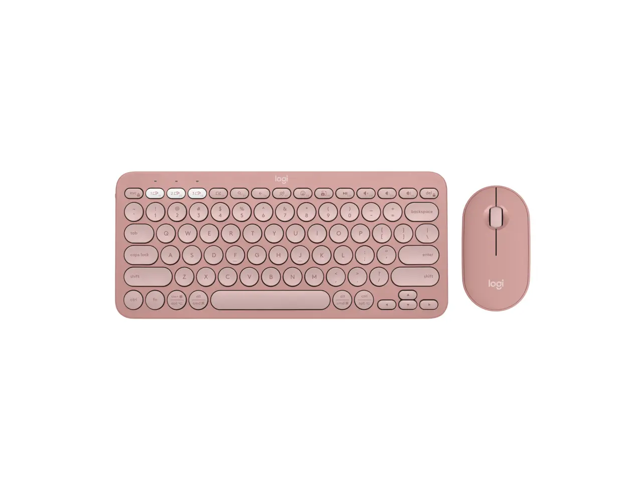 Logitech Pebble 2 Combo Wireless Quiet Keyboard and Mouse, Customisable, Logi Bolt, Bluetooth, Easy-Switch for Windows, macOS, iPadOS, Chrome - Tonal Rose