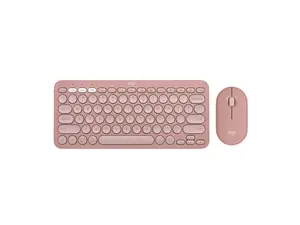 Logitech Pebble 2 Combo Wireless Quiet Keyboard and Mouse, Customisable, Logi Bolt, Bluetooth, Easy-Switch for Windows, macOS, iPadOS, Chrome - Tonal Rose