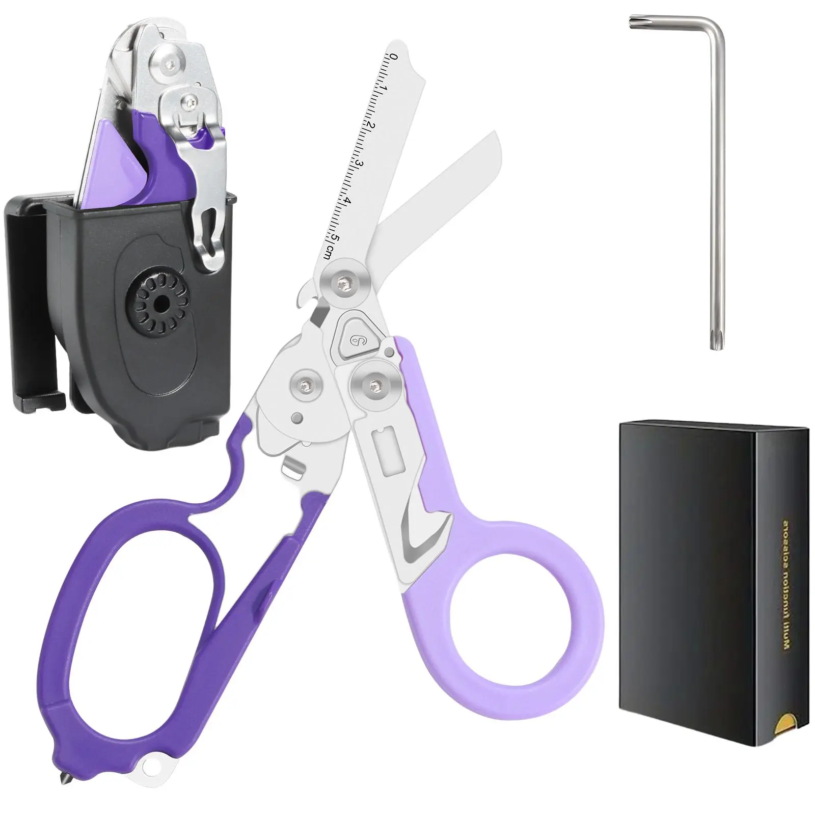 6-In-1 Trauma Shears Set Tool Kit with Compatible Leather Case, Multi-Purpose Emt Tactical Cutting Scissors for Nurses & Outdoor Use, Garden Grafting Tool Includes Gift Box, Garden Tools